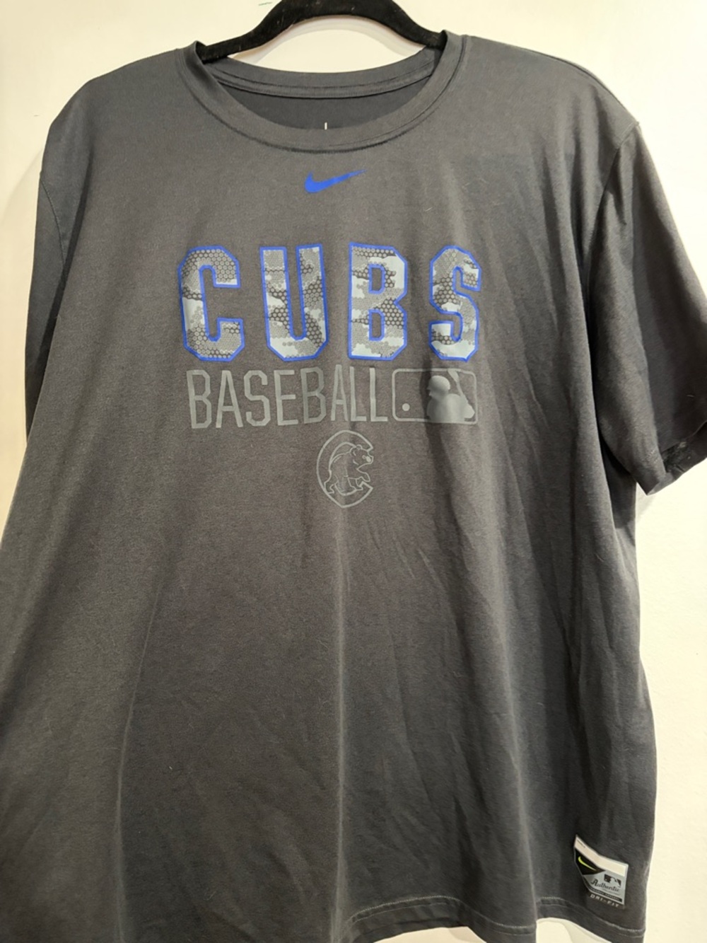 Nike Cubs Baseball Dr-Fit Tee with Blue Cubs Lettering